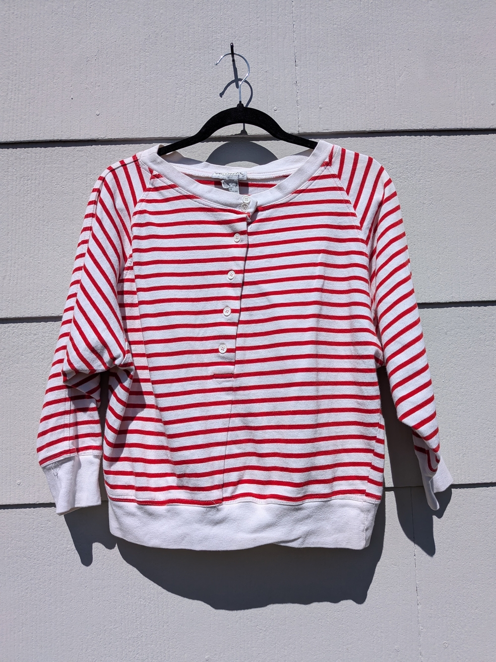 Vintage Partners By Mervyn's Red & White Striped Button-Front Sweatshirt